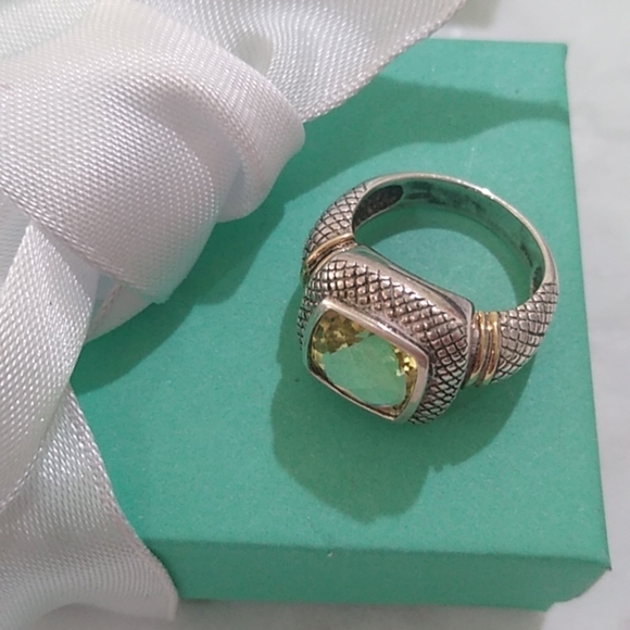 Sterling Silver 925 + 14k Prasiolite/Green Amethyst Ring, Size 7 - Picture 7 of 10